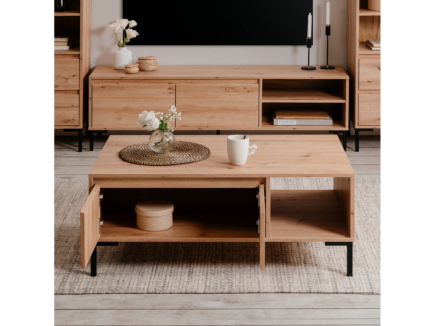 Table basse en bois avec rangements NAVI