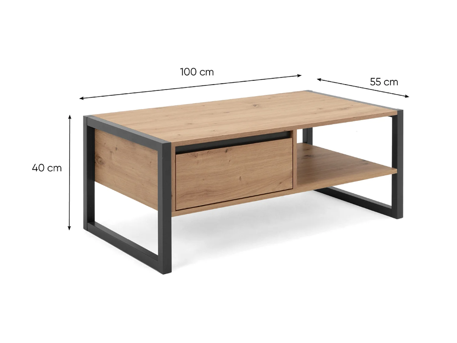 Industrieller Couchtisch mit Schublade KOTOR
