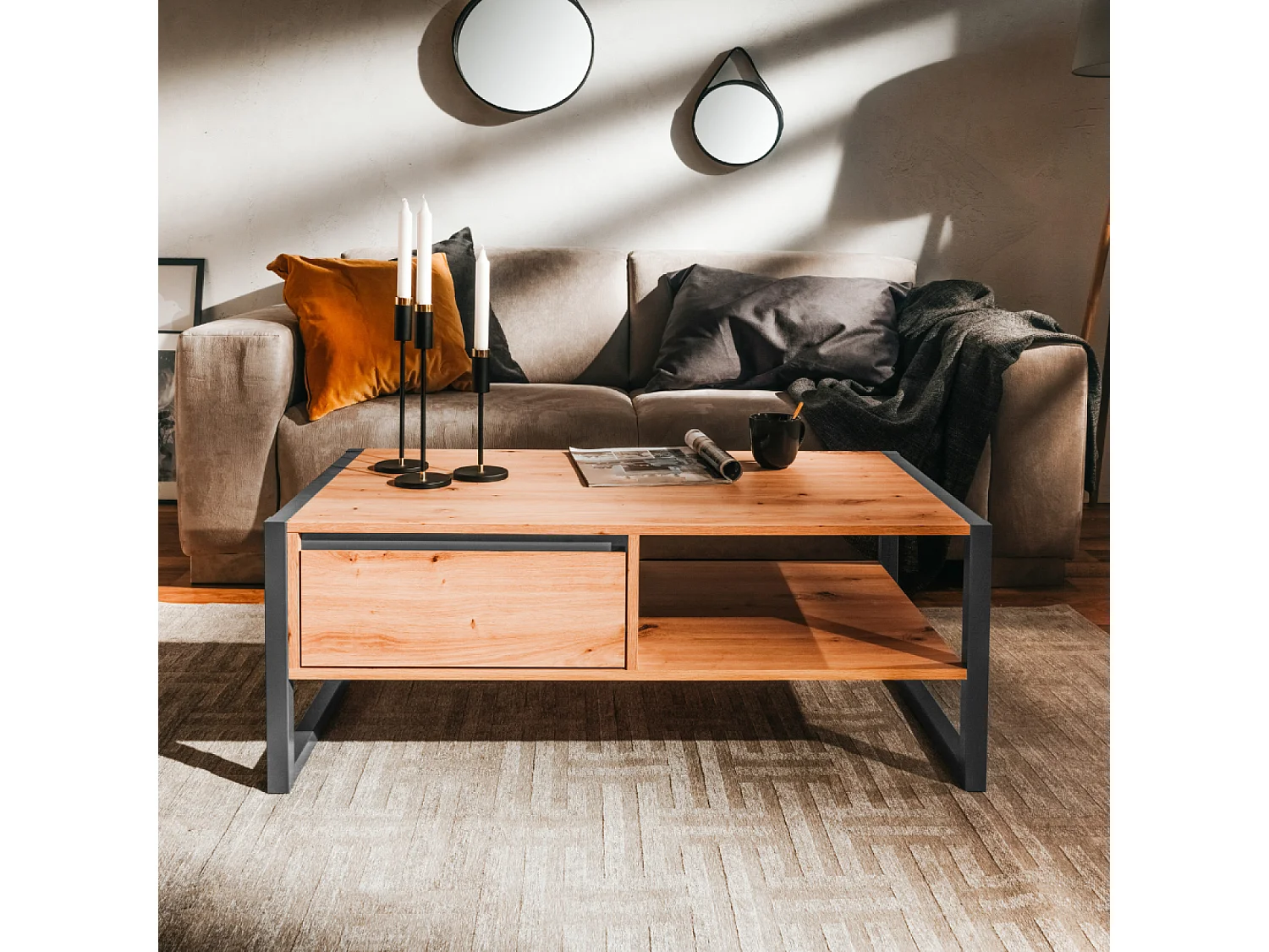 Table basse industrielle avec tiroir KOTOR