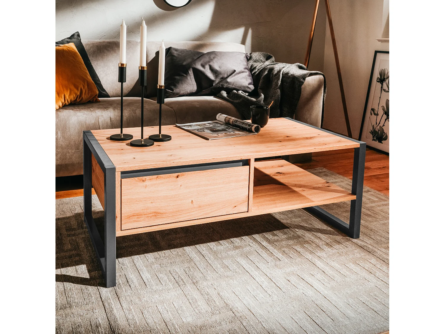 Table basse industrielle avec tiroir KOTOR