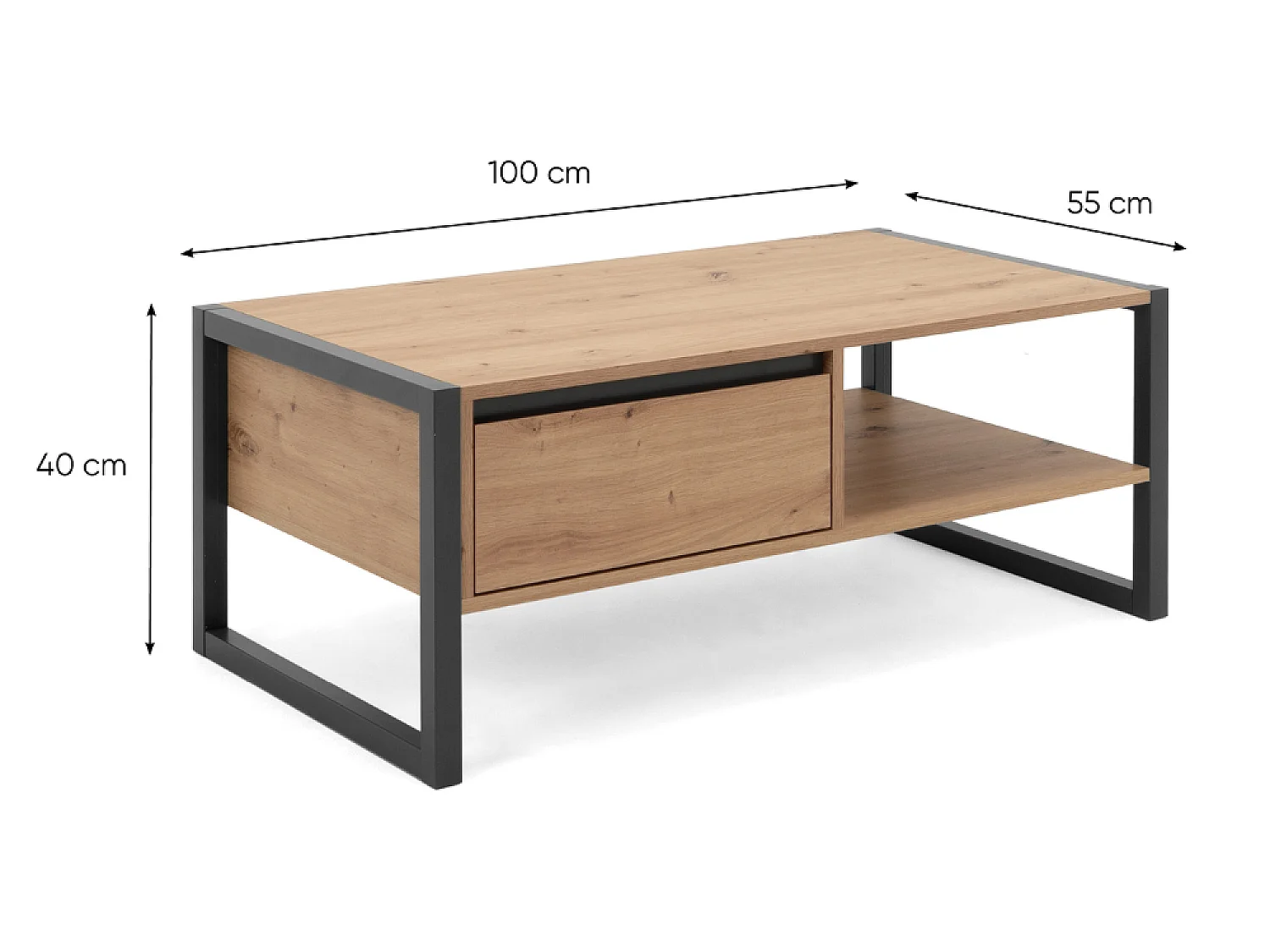 Industrieller Couchtisch mit Schublade KOTOR