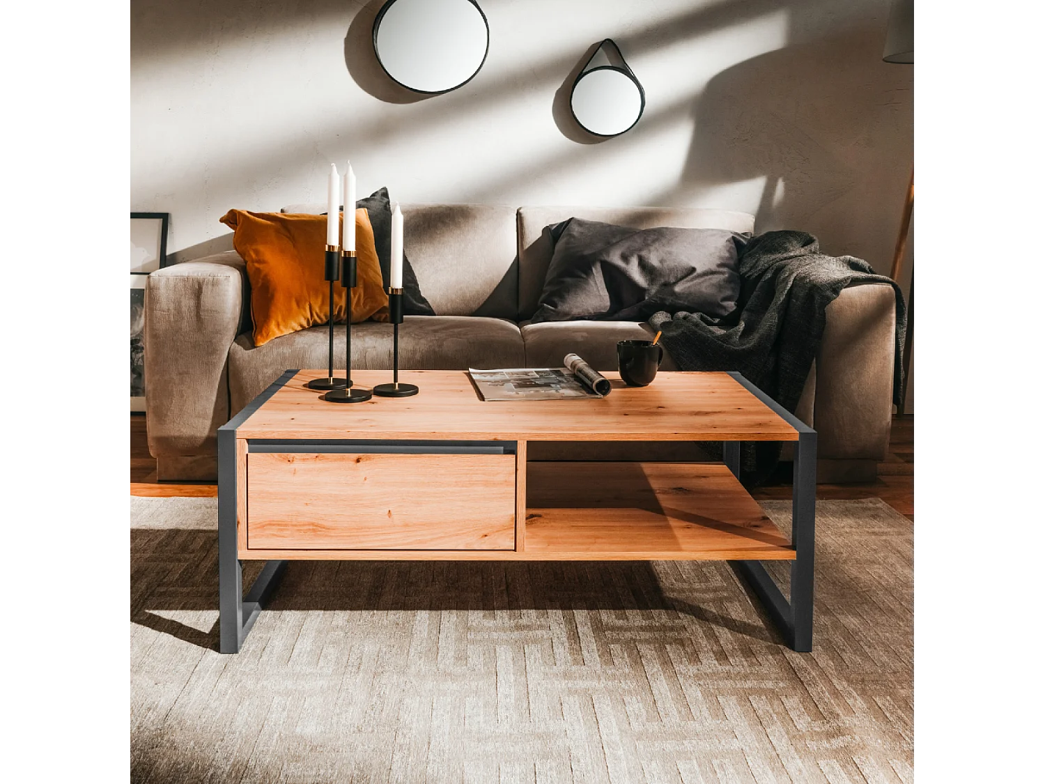 Table basse industrielle avec tiroir KOTOR