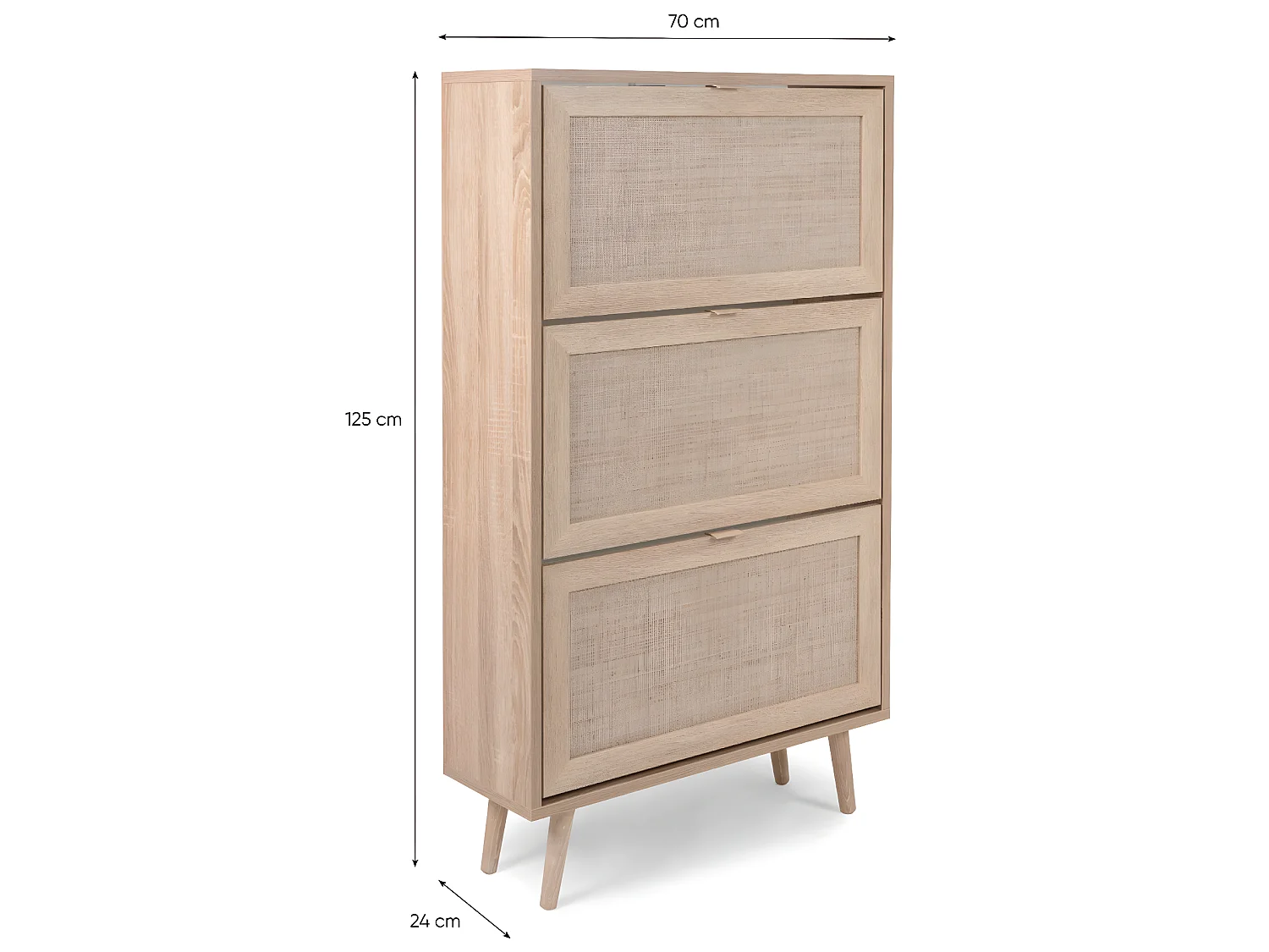 Meuble à chaussures en bois 3 tiroirs effet cannage TIVAT