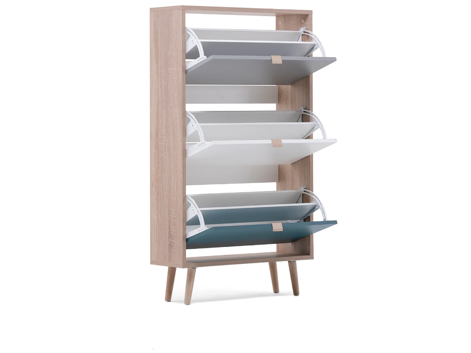 Schoenenkast PERAST Scandinavisch Eiken Sonoma Driekleurig 18 paar