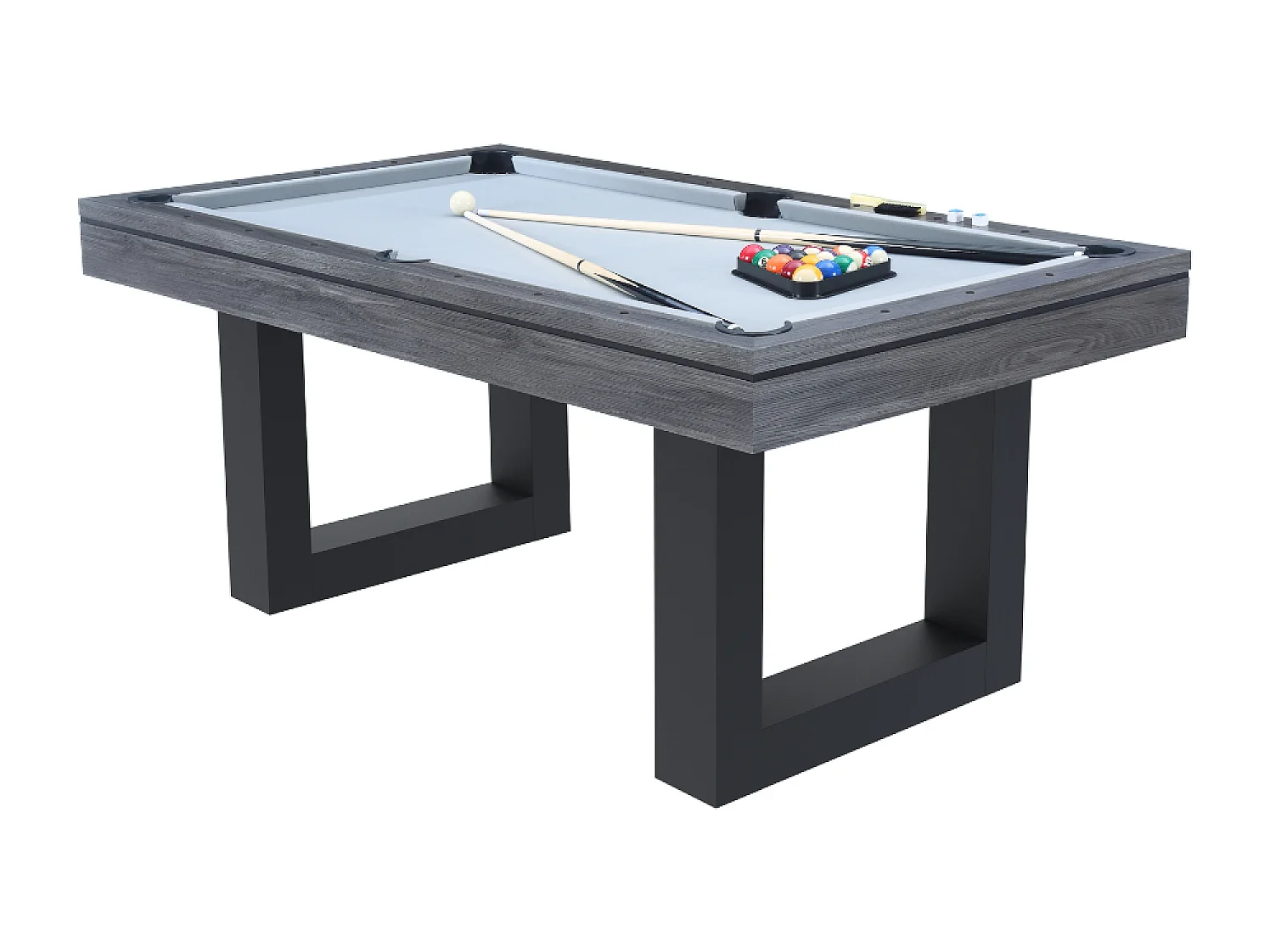DENVER Multifunctionele tafel 3-in-1 biljart en tafeltennis in grijs hout