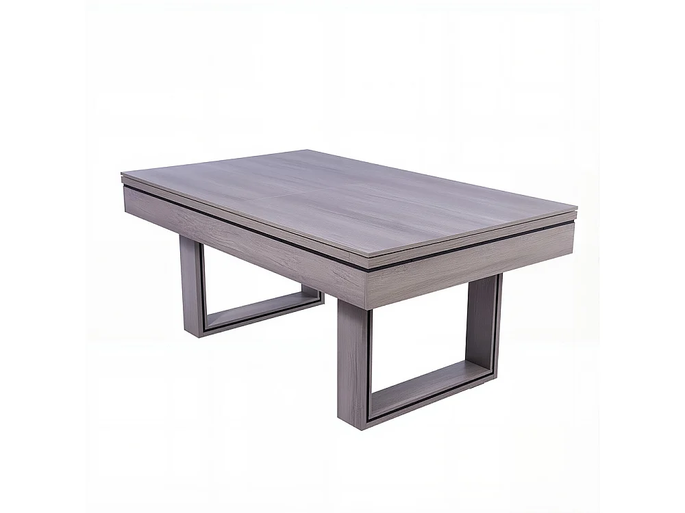 Table multi-jeux 3 en 1 billard et ping pong en bois gris DENVER