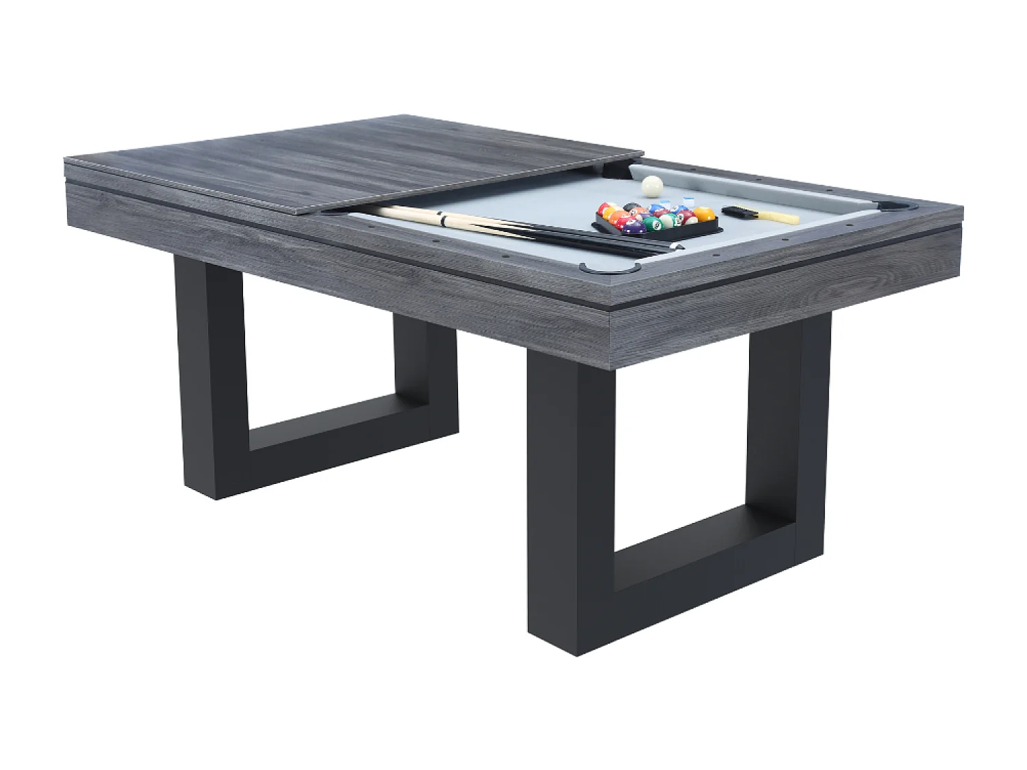 Table multi-jeux 3 en 1 billard et ping pong en bois gris DENVER