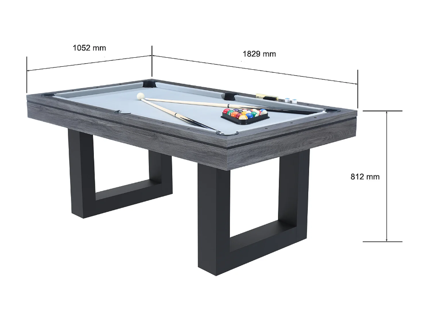 Table multi-jeux 3 en 1 billard et ping pong en bois gris DENVER