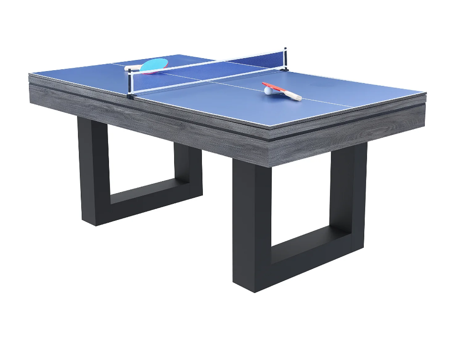 Mesa de juegos multijugador 3 en 1 billar y ping pong de madera gris DENVER