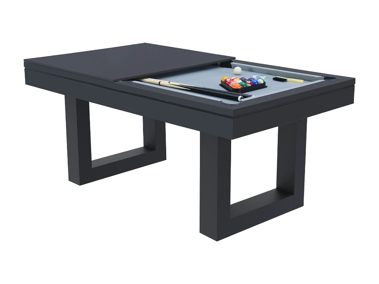 Mesa de juegos multijugador 3 en 1 billar y ping-pong de madera negra DENVER