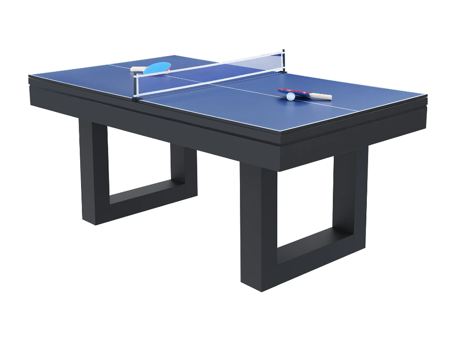 Mesa de juegos multijugador 3 en 1 billar y ping-pong de madera negra DENVER