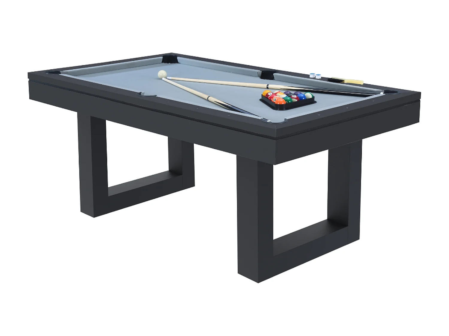 Mesa multi-jogos 3 em 1 bilhar e pingue-pongue em madeira preta DENVER - Elegância e entretenimento garantidos