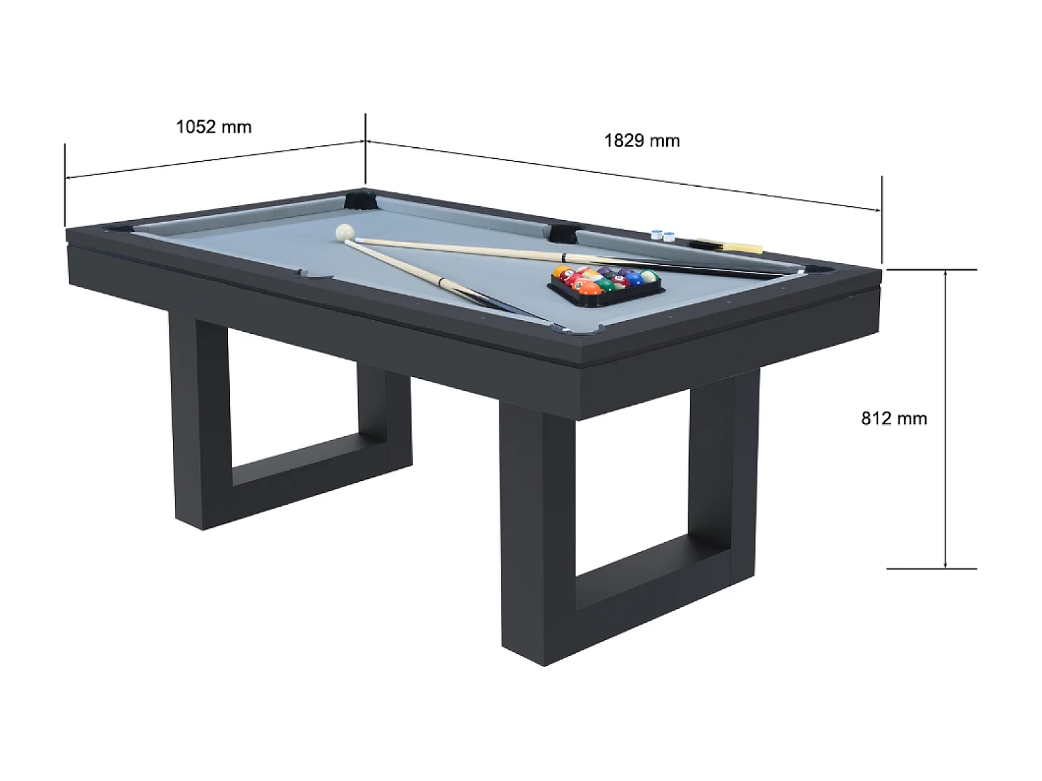 Mesa multi-jogos 3 em 1 bilhar e pingue-pongue em madeira preta DENVER - Elegância e entretenimento garantidos