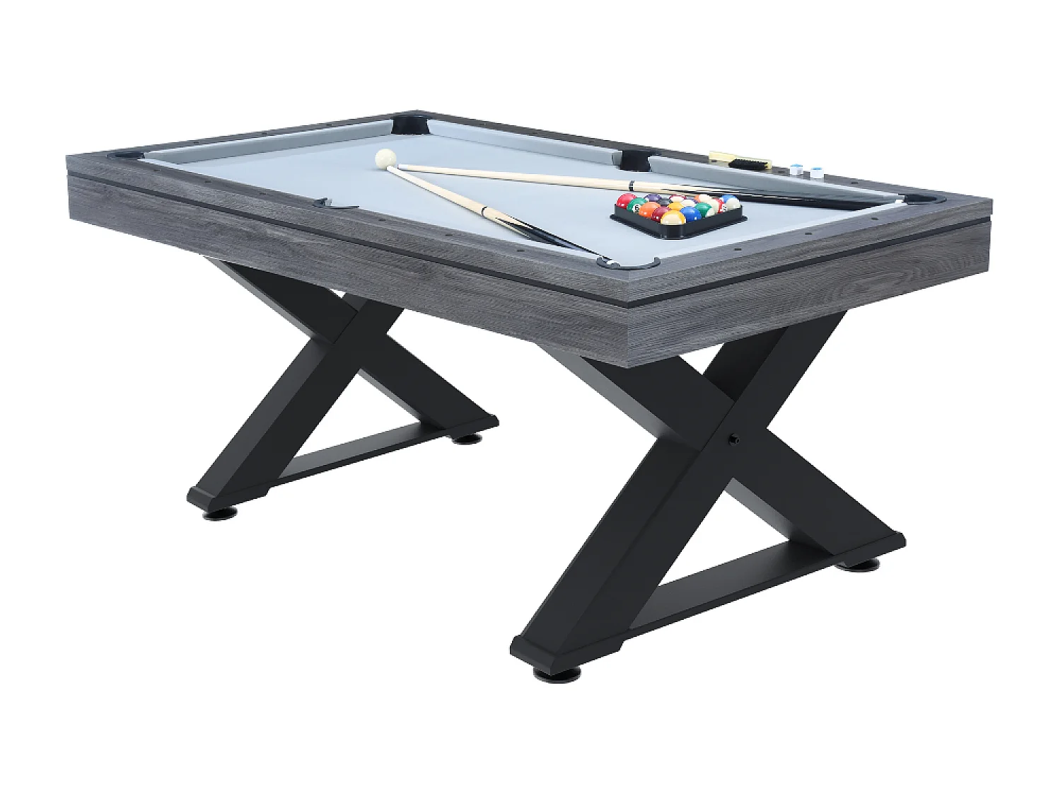 Mesa de jogos multiusos em madeira cinza pingue-pongue e bilhar TEXAS - Entretenimento familiar de qualidade