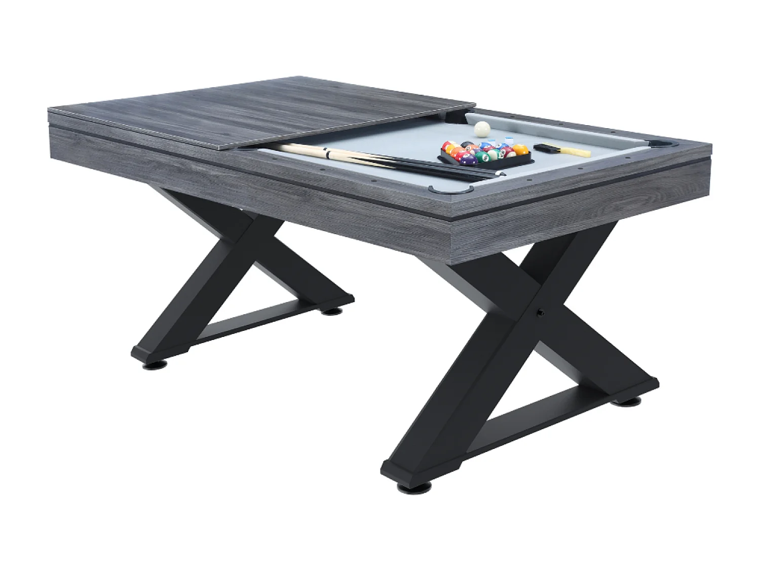 Mesa multi-juegos de madera gris ping-pong y billar TEXAS