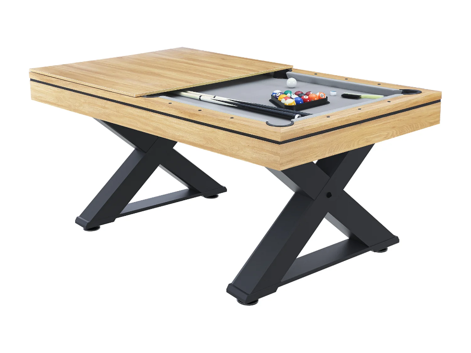 Mesa multi-juegos de madera para ping-pong y billar TEXAS