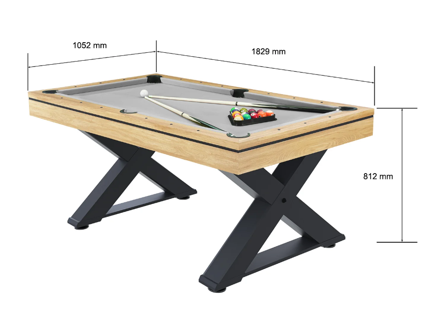 Mesa multi-juegos de madera para ping-pong y billar TEXAS