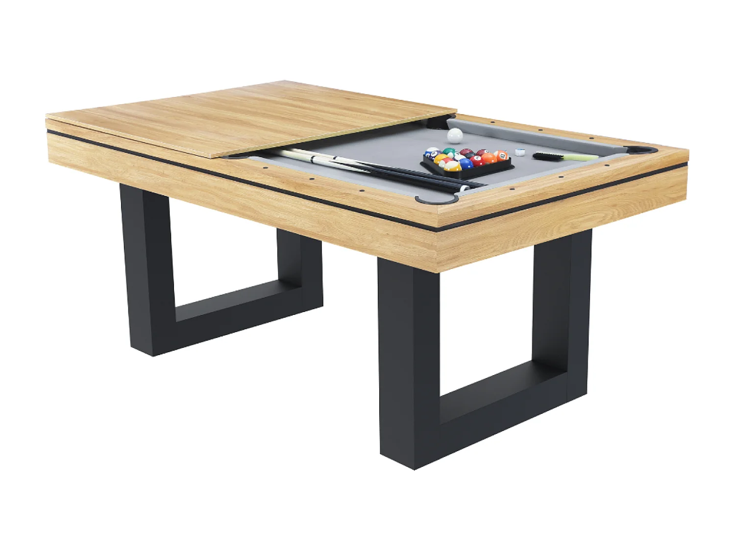 Table multi-jeux 3 en 1 billard et ping-pong en bois DENVER