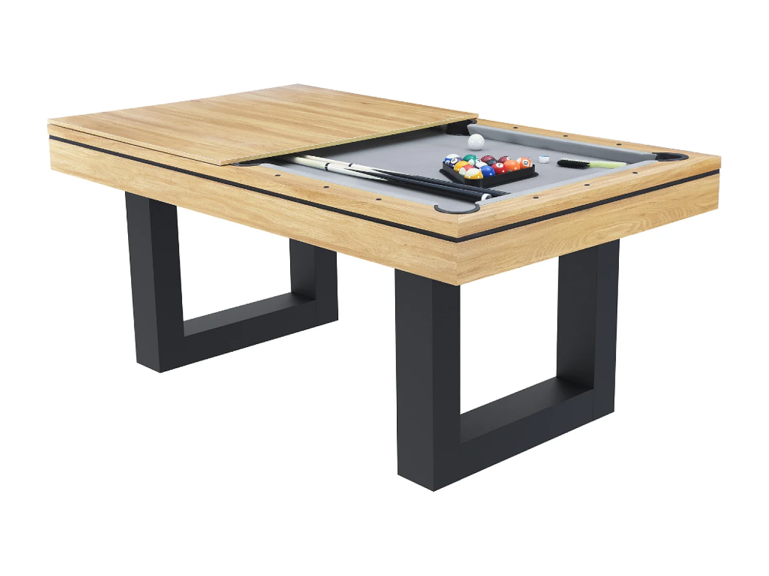 Mesa de juegos multijugador 3 en 1 billar y ping-pong de madera DENVER
