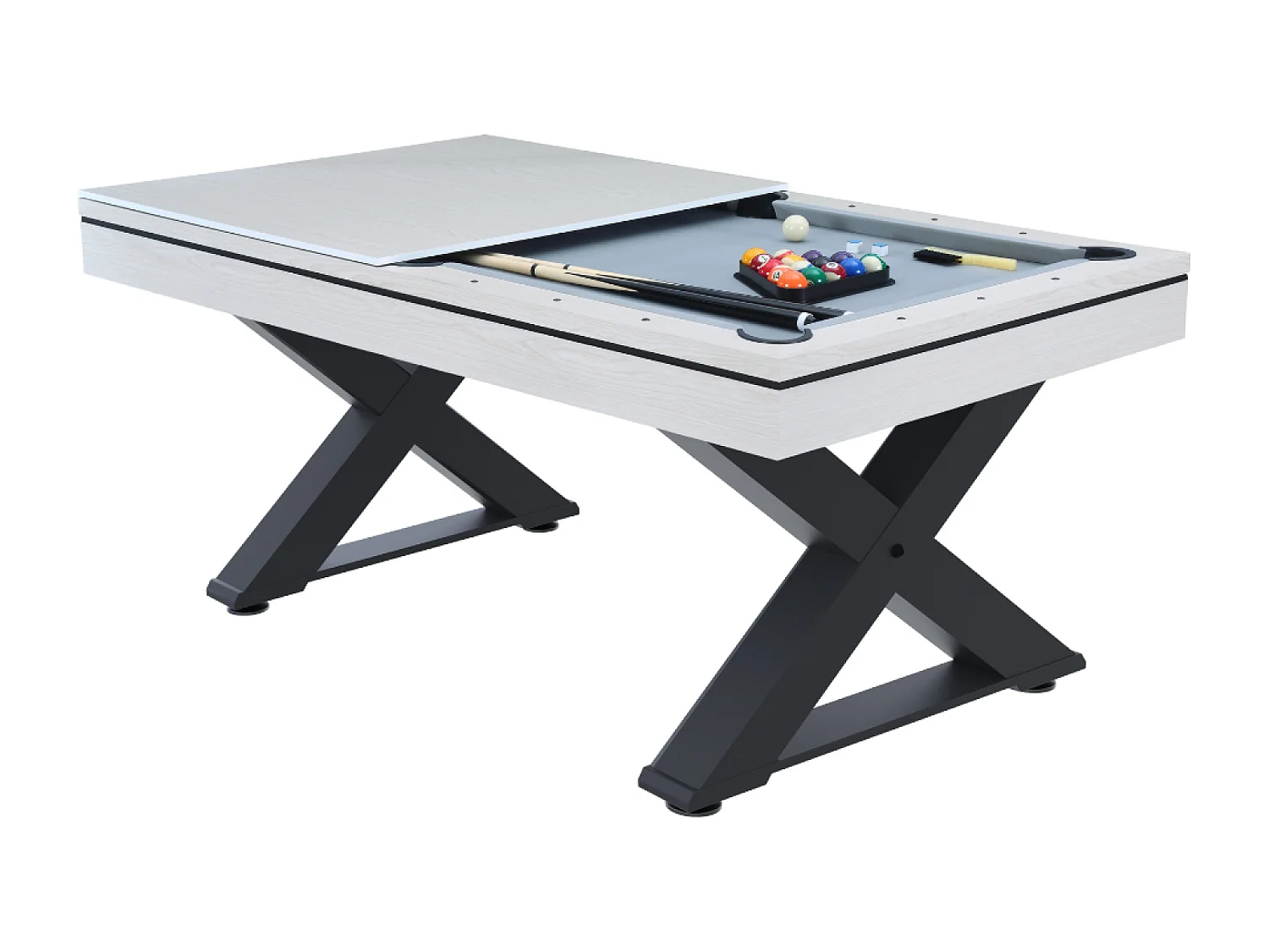 Mesa multi-juegos de madera blanca para ping-pong y billar TEXAS
