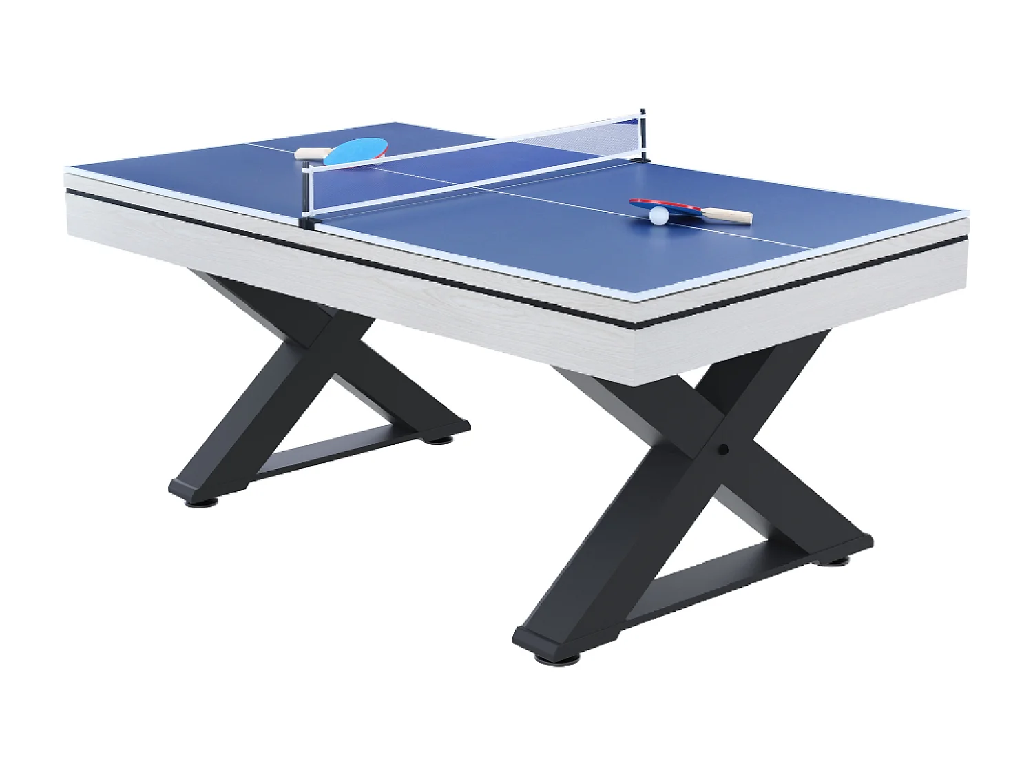 Mesa multi-juegos de madera blanca para ping-pong y billar TEXAS