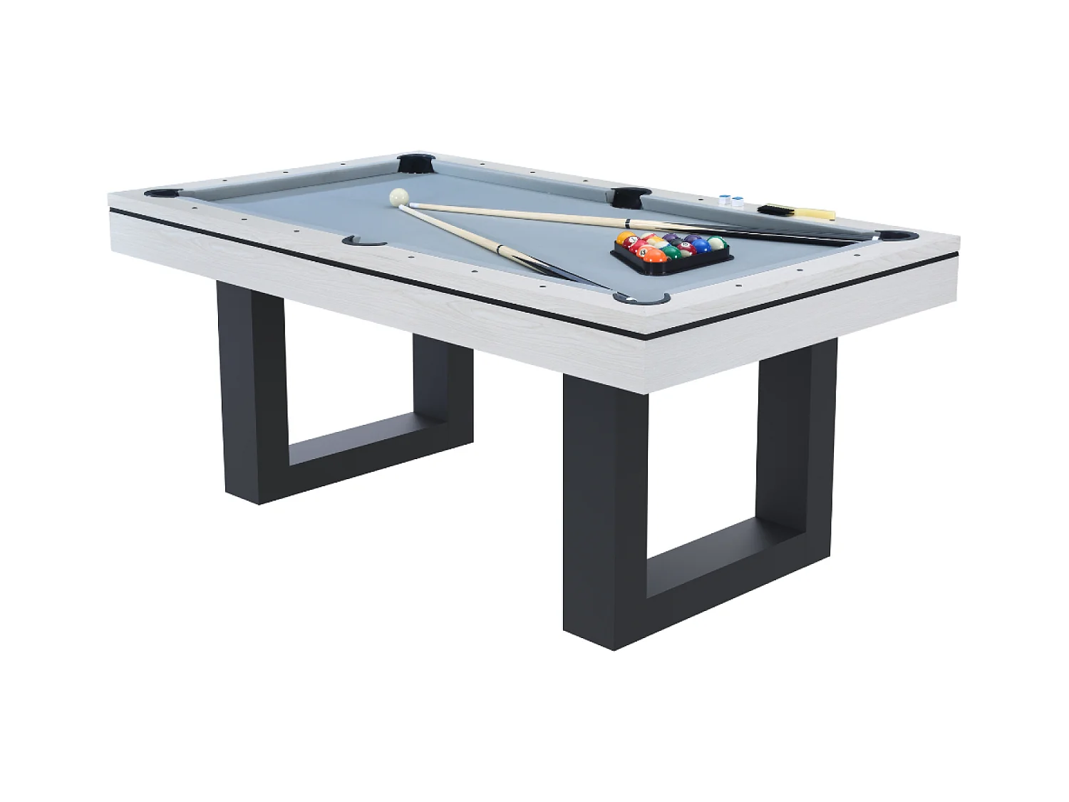 DENVER Multifunctionele tafel 3-in-1 biljart en tafeltennis in wit hout