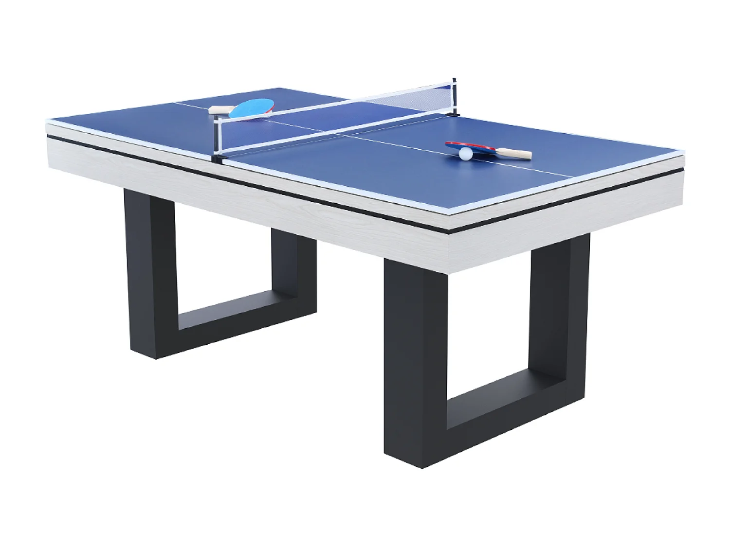 Mesa de jogos 3 em 1 DENVER em madeira branca - Bilhar e Ping-Pong