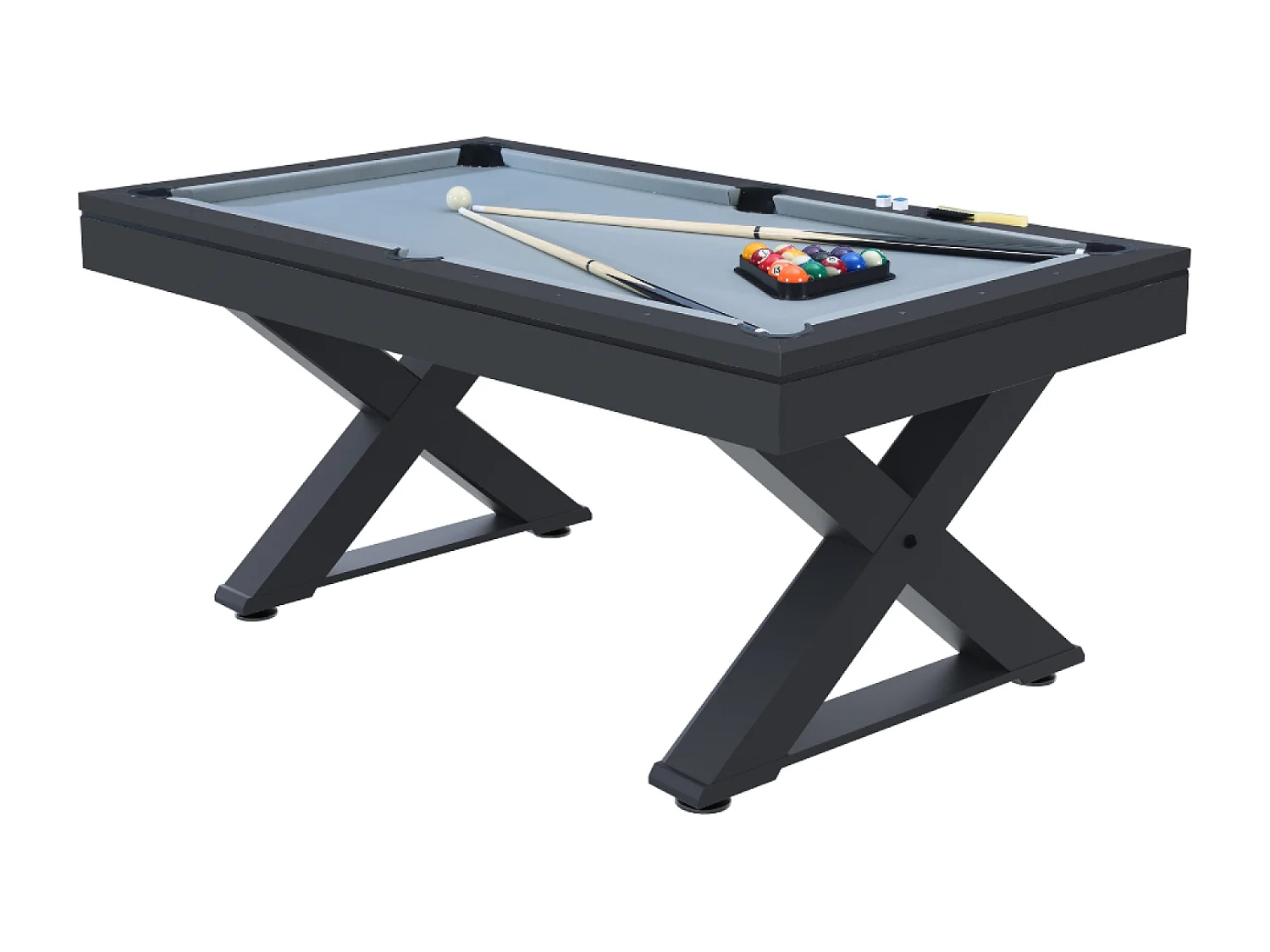 Mesa multi-juegos de madera negra ping-pong y billar TEXAS