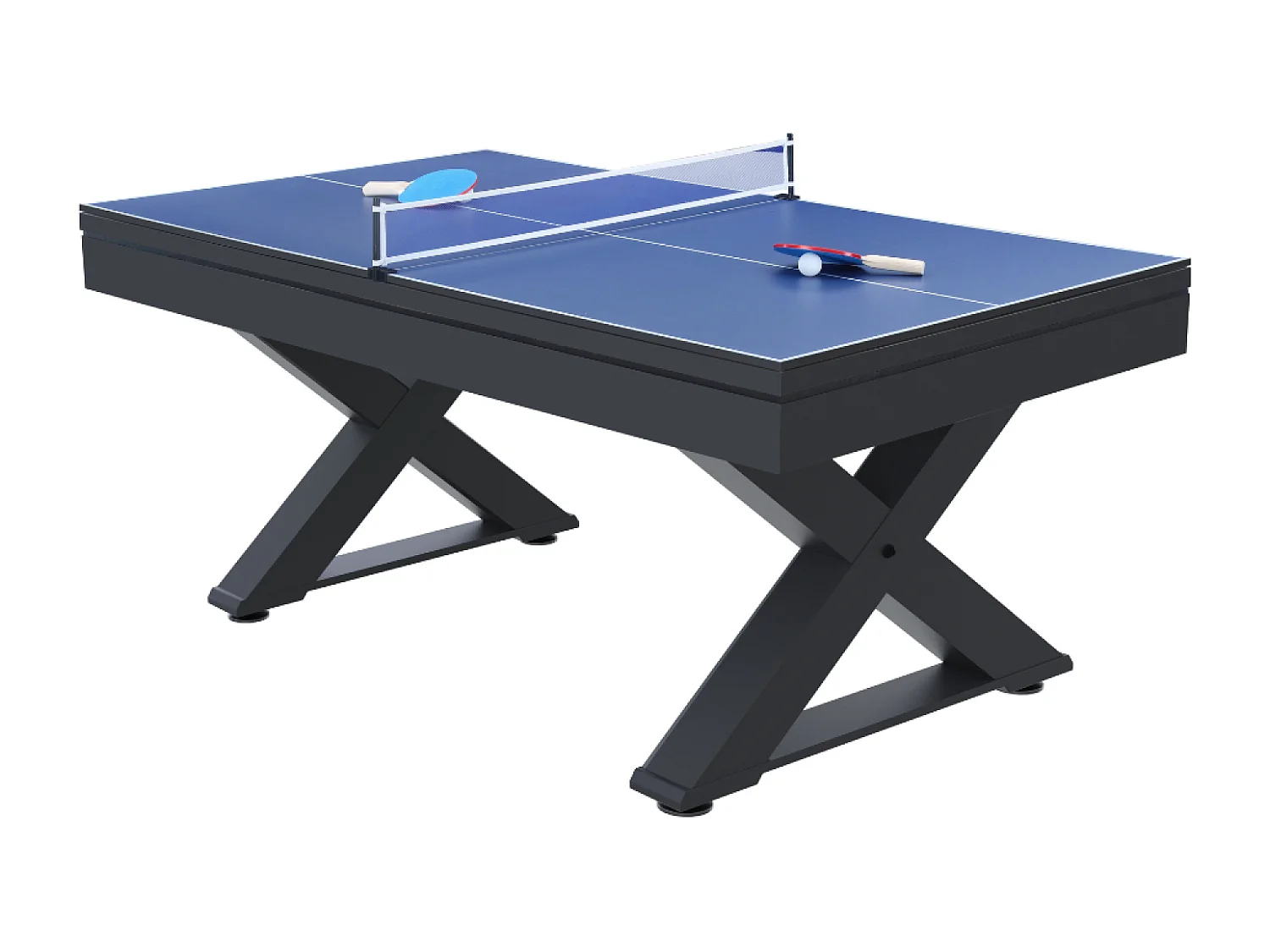 Mesa multi-juegos de madera negra ping-pong y billar TEXAS