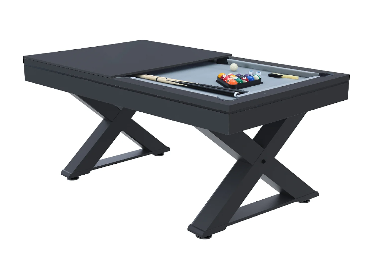 Mesa multi-juegos de madera negra ping-pong y billar TEXAS