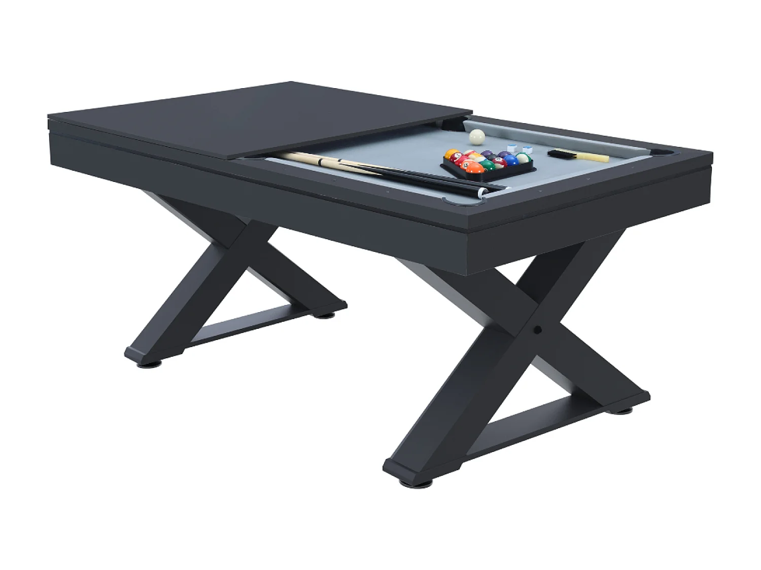 Table multi-jeux, ping-pong et billard en bois noir TEXAS