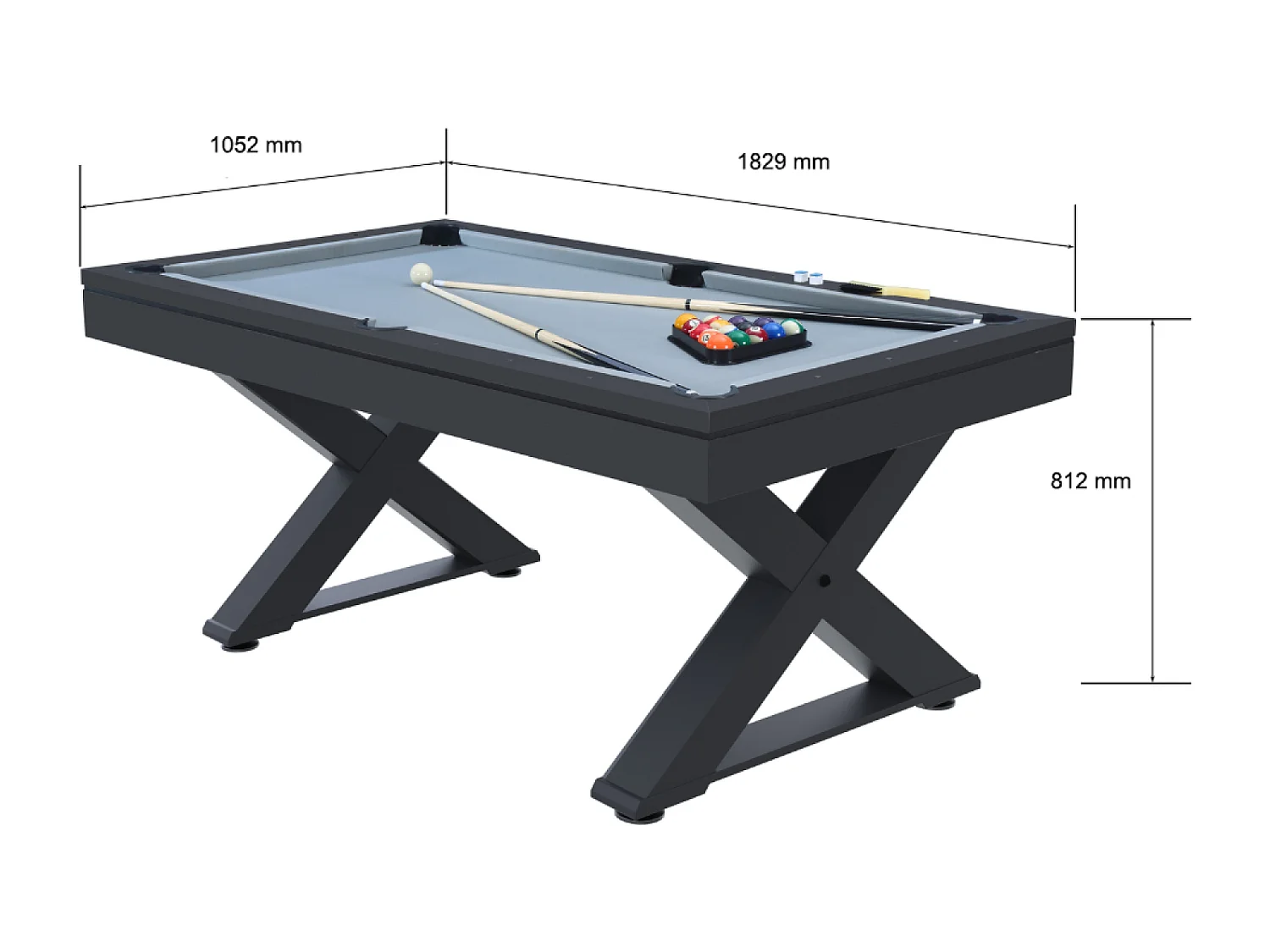Table multi-jeux, ping-pong et billard en bois noir TEXAS