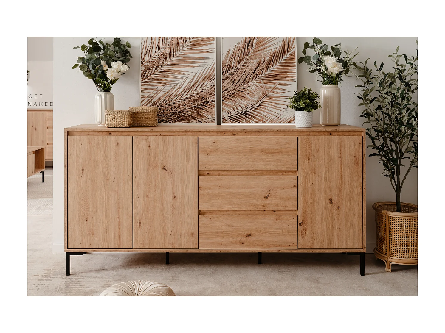 Buffet en bois avec placards et tiroirs NAVI