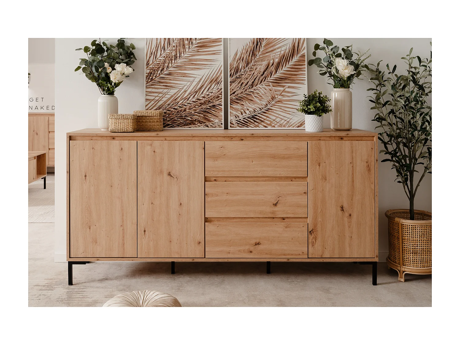 Buffet en bois avec placards et tiroirs NAVI