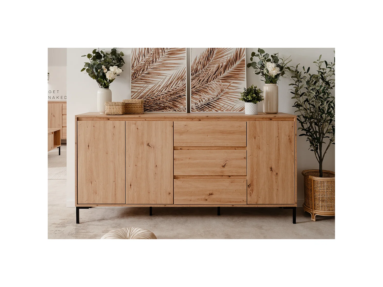 Buffet de madera con armarios y cajones NAVI