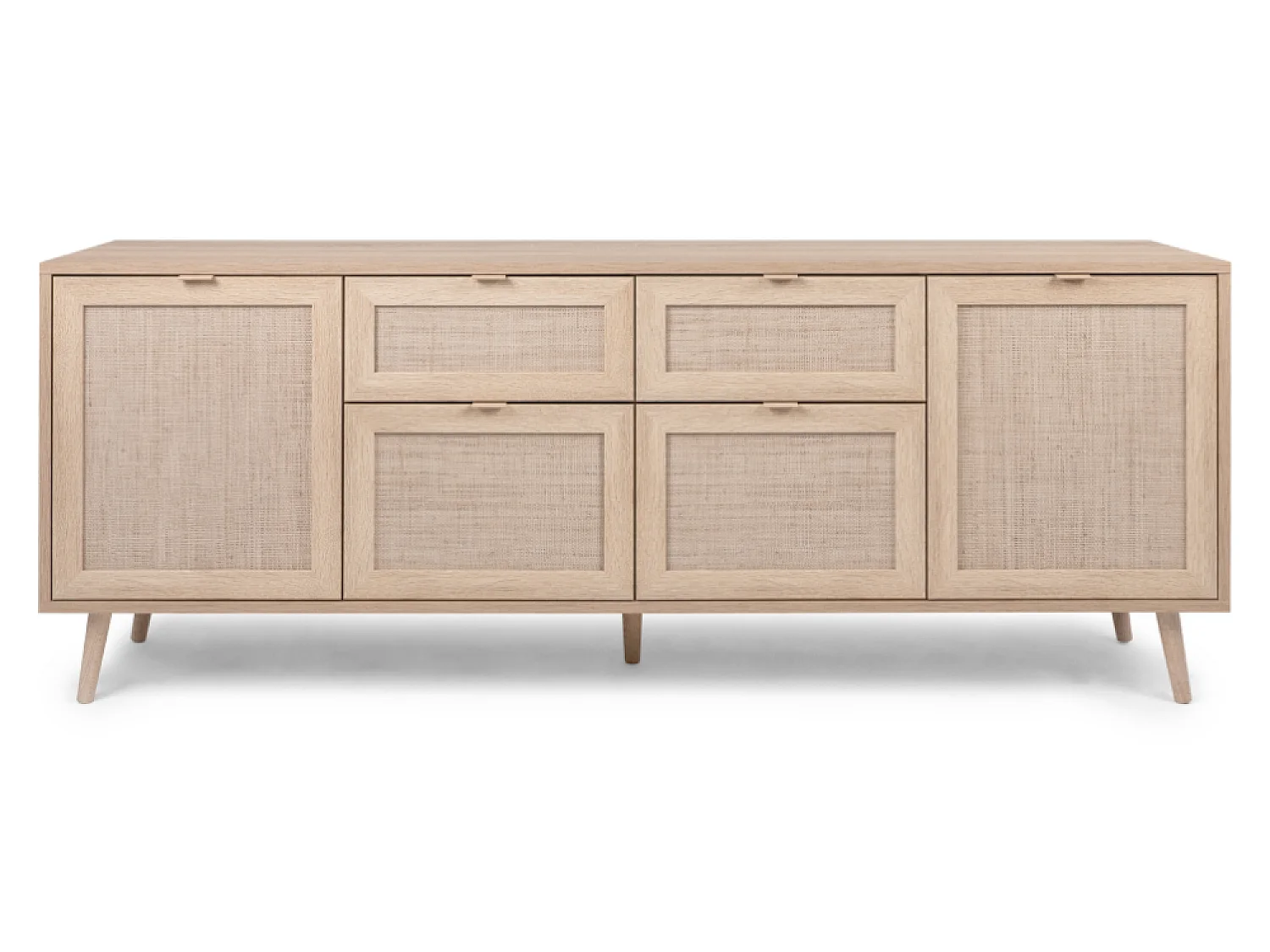 Buffet TIVAT em Carvalho Sonoma com Cannage, 4 Portas, 2 Gavetas - Estilo Industrial