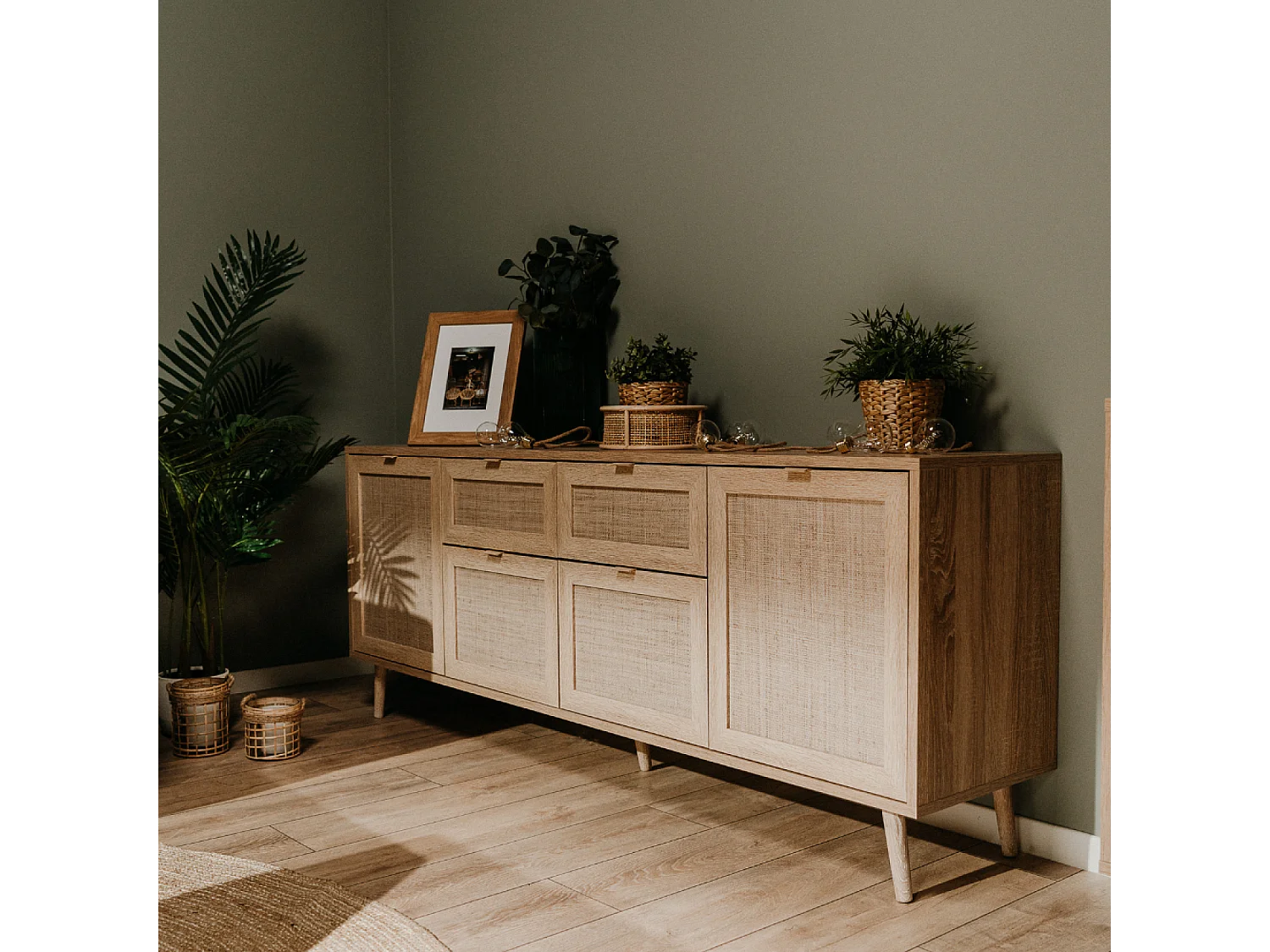 Buffet avec tiroirs et placards effeffet cannage TIVAT