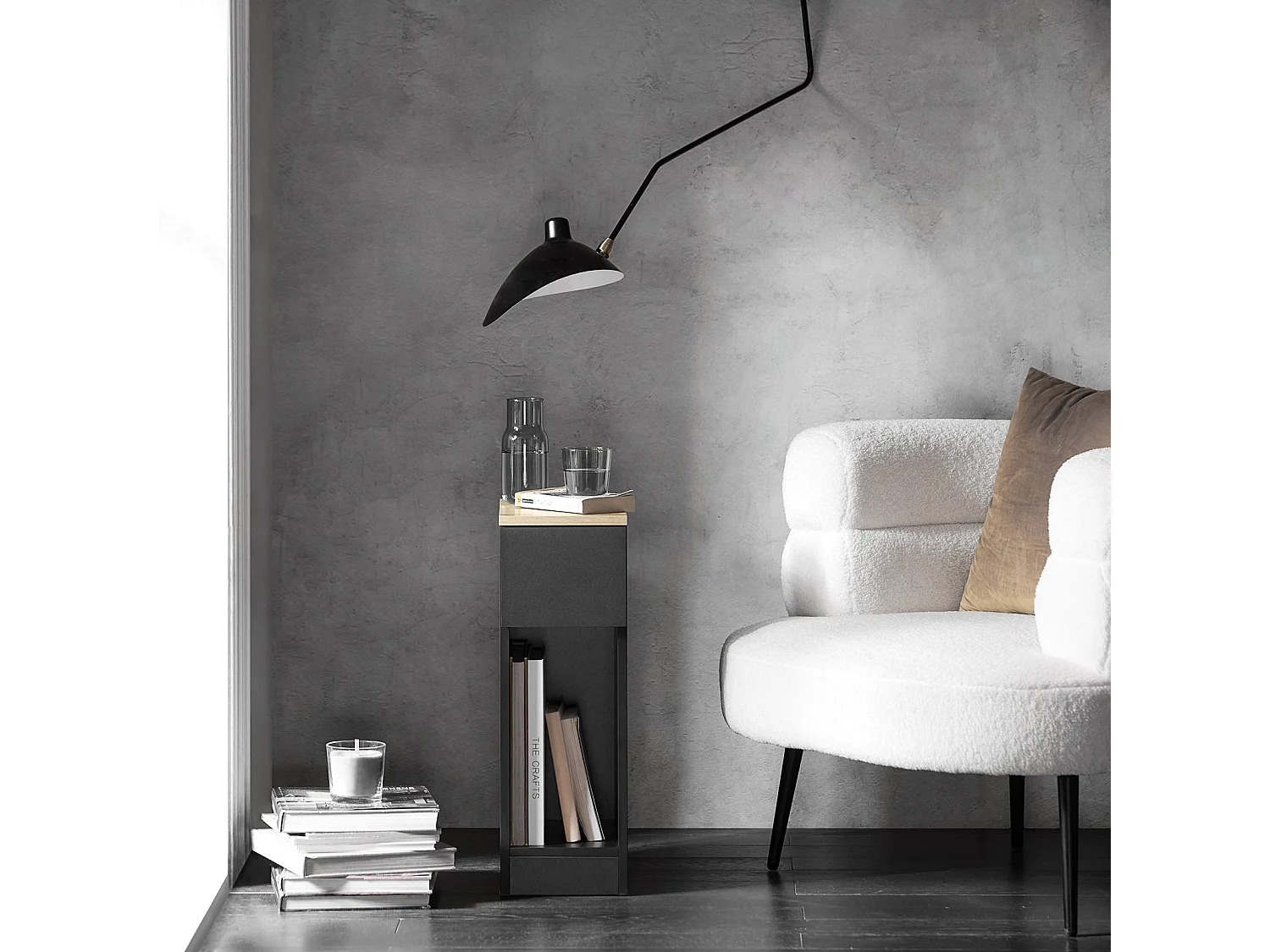 Set de 2 Mesas Auxiliares Mesita de Noche con 1 Cajón Mesa para Salón Comedor 20 x 35 x 60 cm Negro FBT111-SCHx2 SoBuy ES