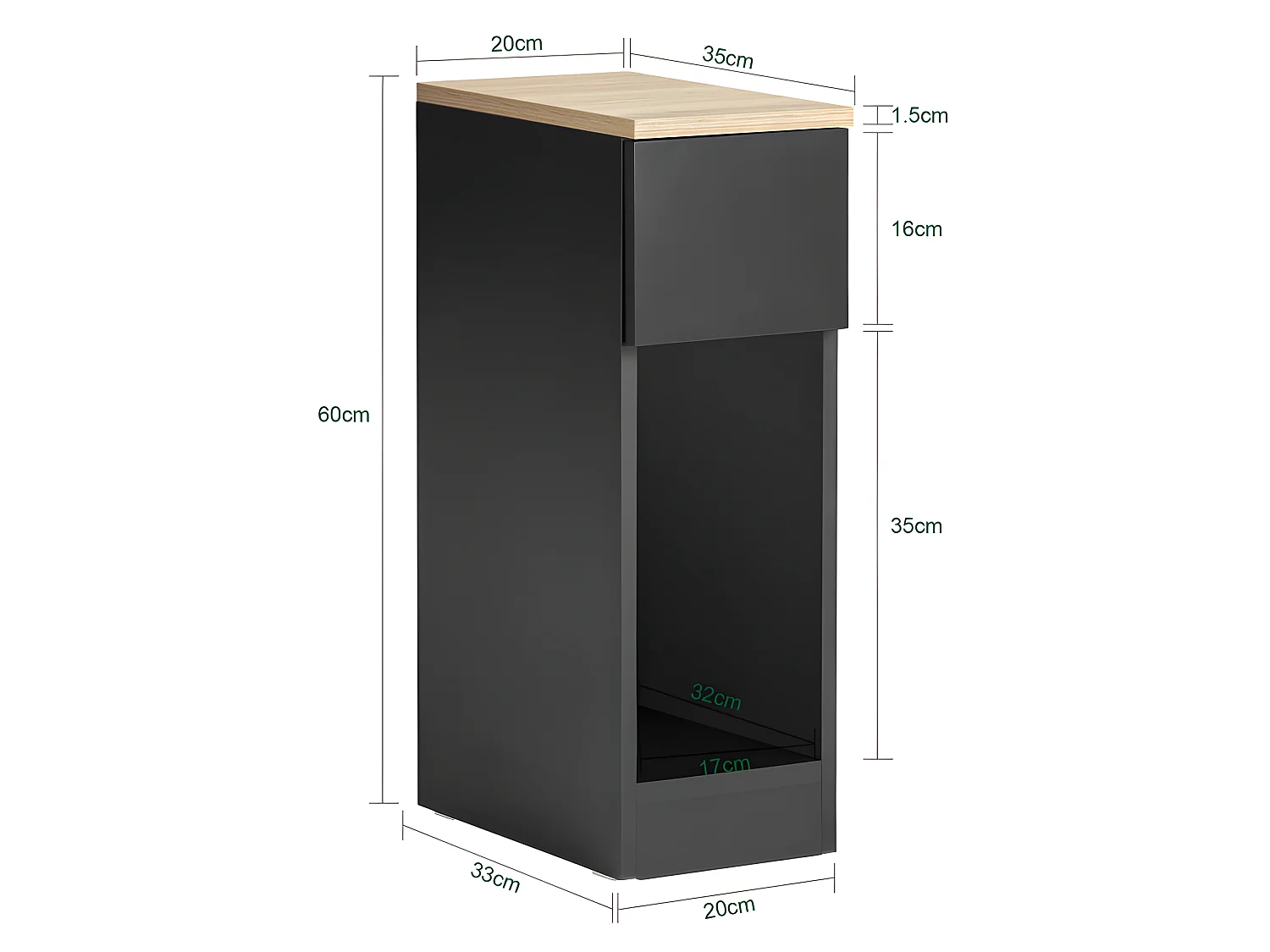 Set de 2 Mesas Auxiliares Mesita de Noche con 1 Cajón Mesa para Salón Comedor 20 x 35 x 60 cm Negro FBT111-SCHx2 SoBuy ES