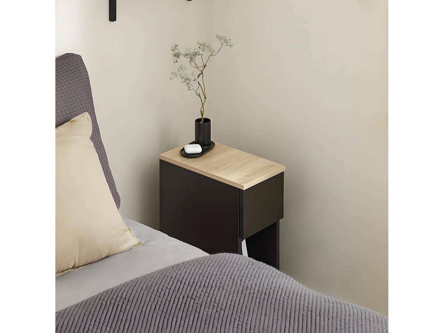 Set de 2 Mesas Auxiliares Mesita de Noche con 1 Cajón Mesa para Salón Comedor 20 x 35 x 60 cm Negro FBT111-SCHx2 SoBuy ES