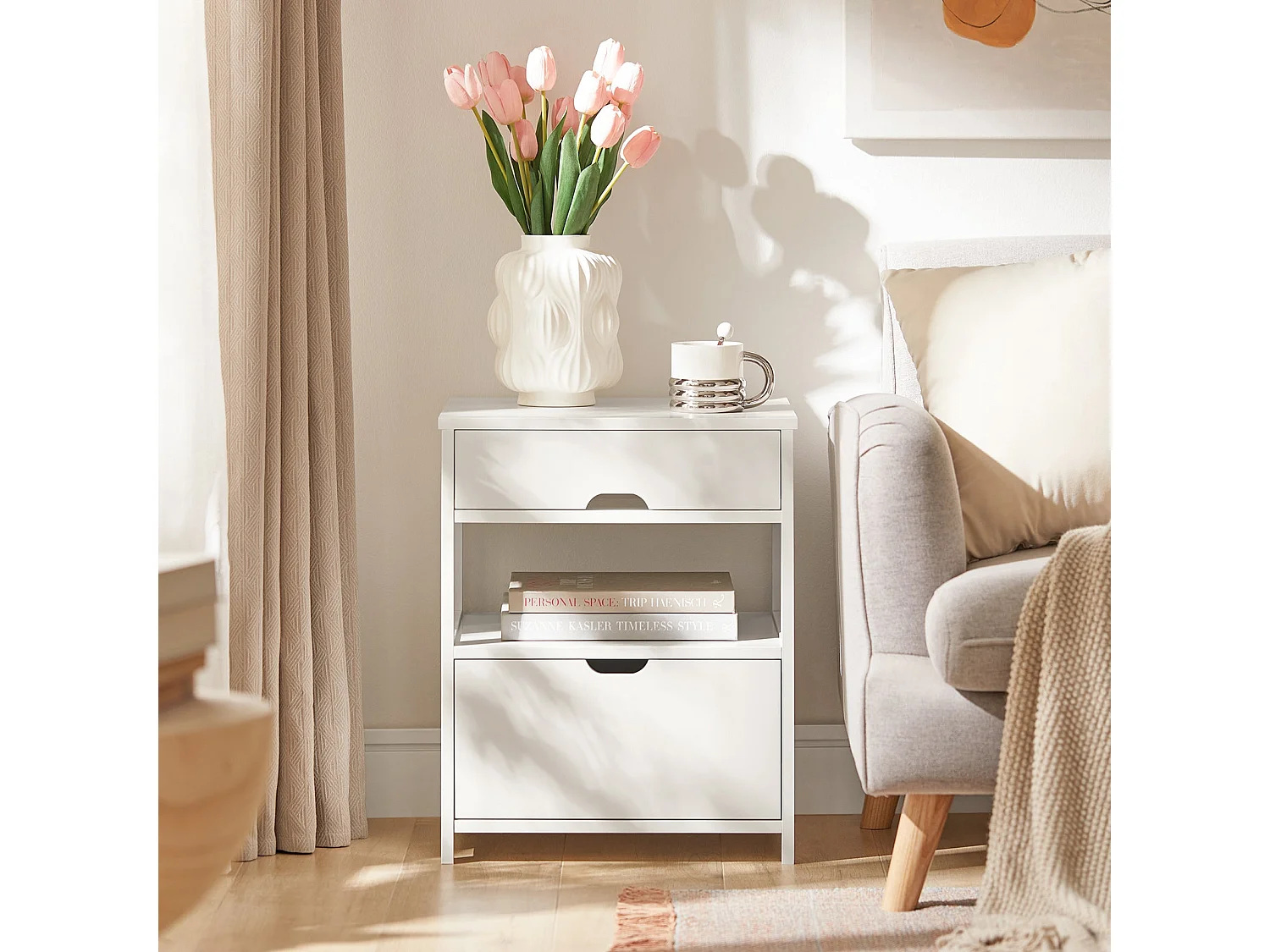 Set de 2 Mesas auxiliares con 2 cajones, Consola,mesita de Noche para salón Comedor, teléfono o lampara FRG258-WX2 SoBuy ES