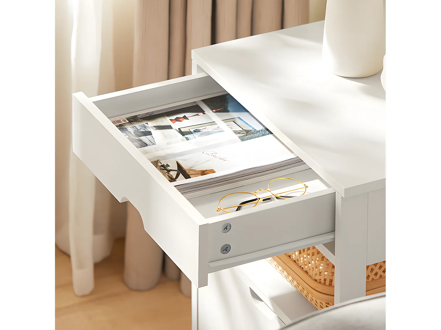 Set de 2 Mesas auxiliares con 2 cajones, Consola,mesita de Noche para salón Comedor, teléfono o lampara FRG258-WX2 SoBuy ES