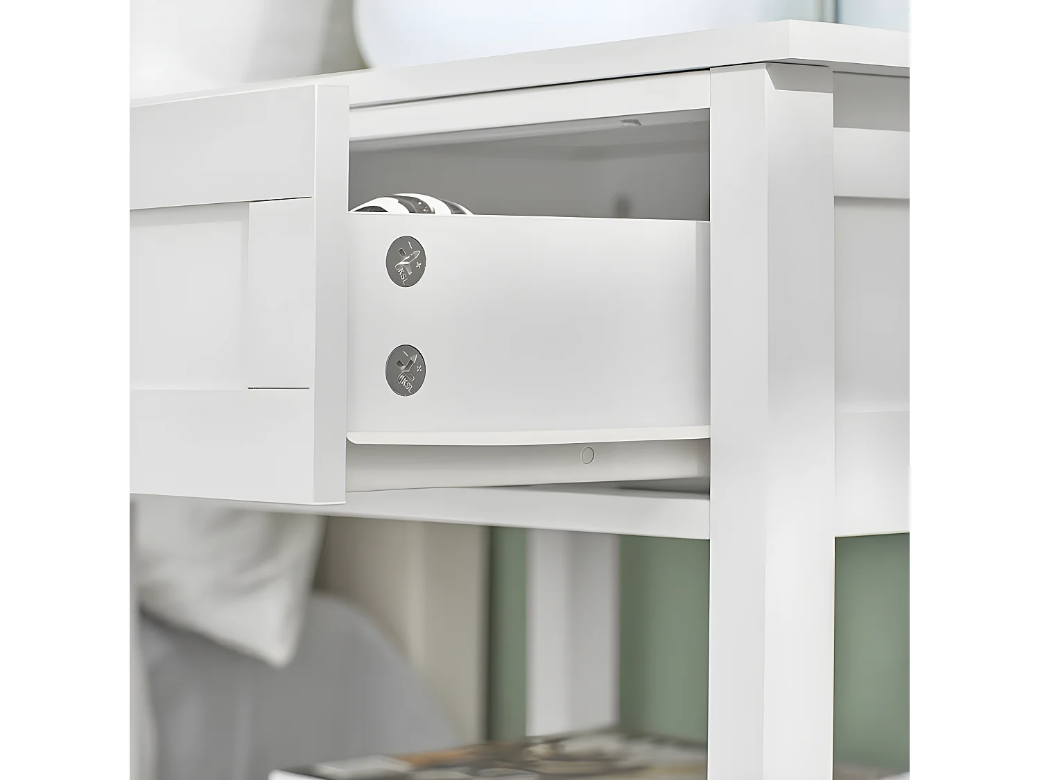 Mesa Auxiliar con 1 cajón, Consola,mesita de Noche para salón Comedor, teléfono o lampara Blanco FBT46-W SoBuy ES