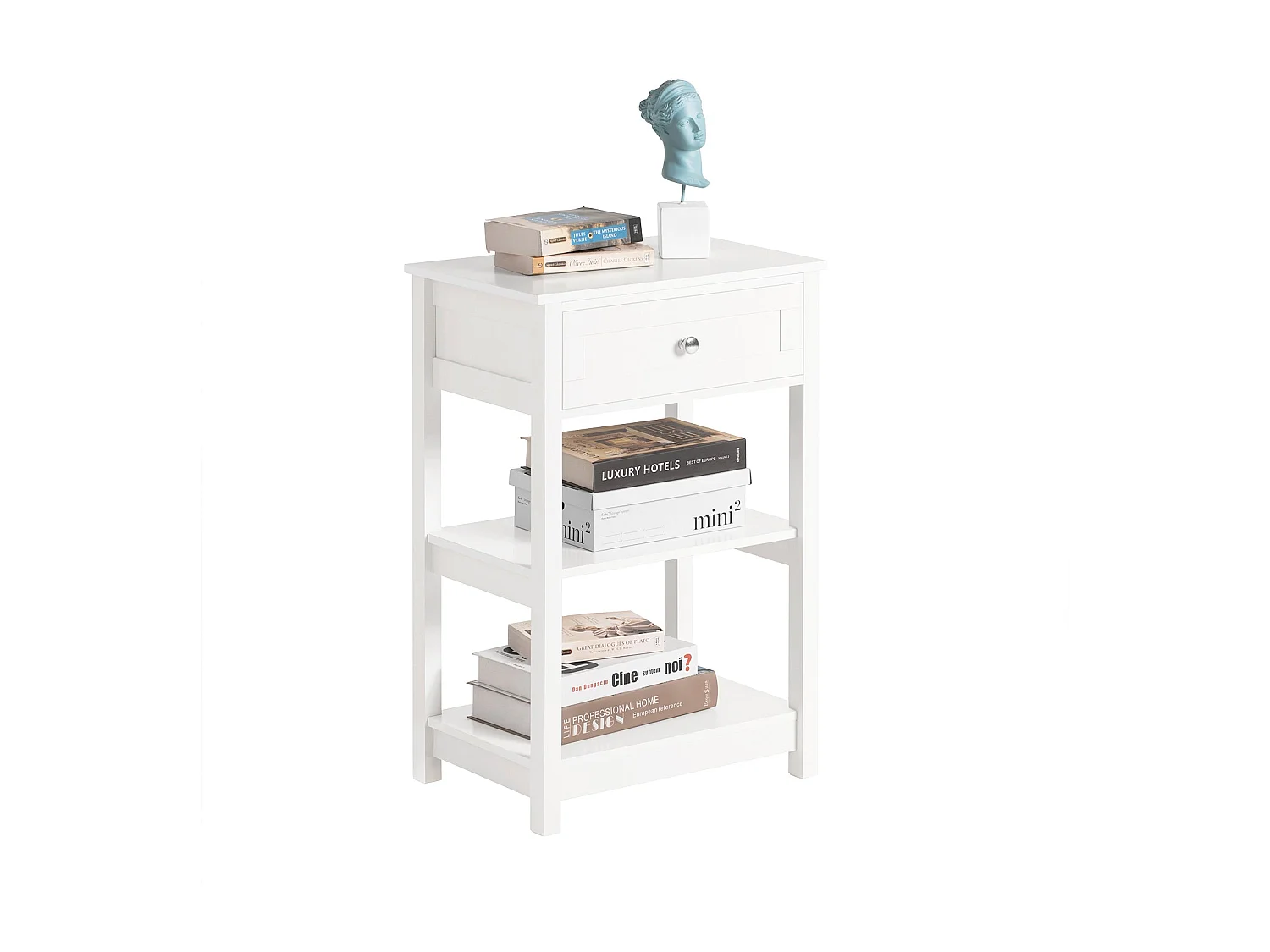 Mesa Auxiliar con 1 cajón, Consola,mesita de Noche para salón Comedor, teléfono o lampara Blanco FBT46-W SoBuy ES