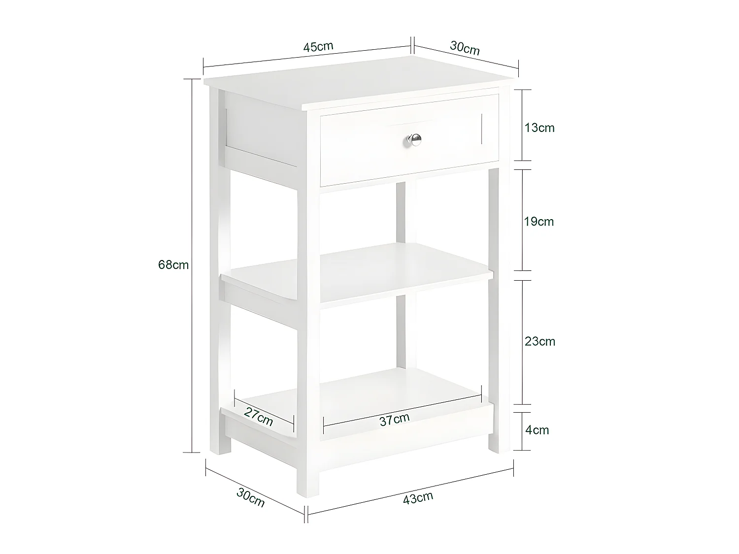 Mesa Auxiliar con 1 cajón, Consola,mesita de Noche para salón Comedor, teléfono o lampara Blanco FBT46-W SoBuy ES