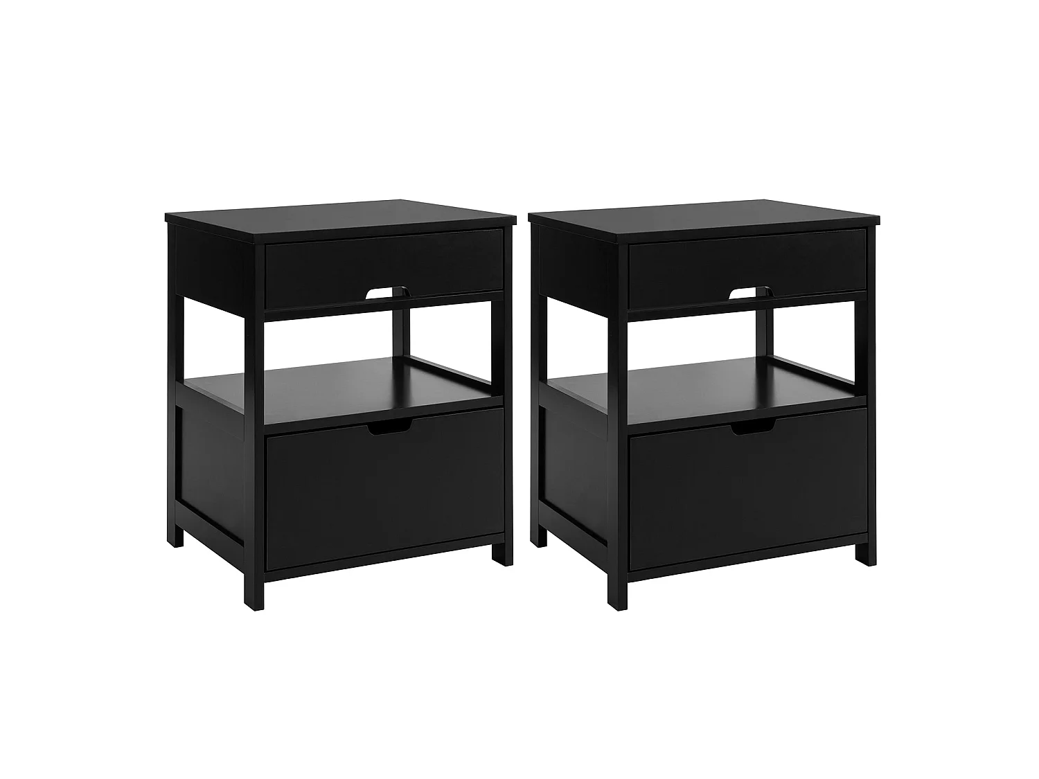 Mesitas de Noche Dormitorio Mesa Auxiliar con 2 cajones Negro 45x55x38cm FRG258-SCHx2 SoBuy ES