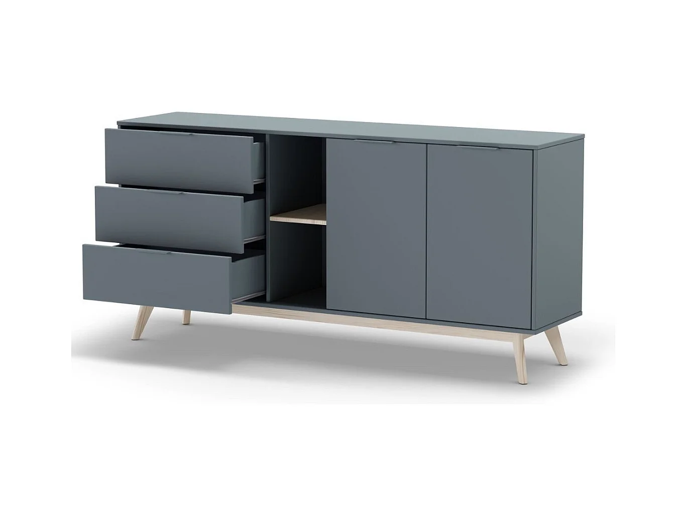 Buffet 2 Portes 2 Niches 3 Tiroirs L165 cm - Pisco