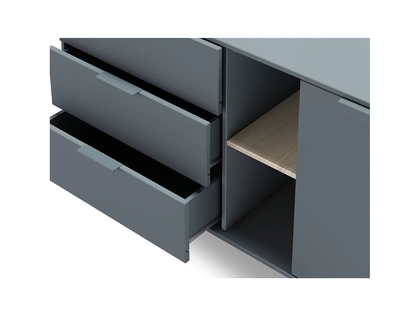 Buffet 2 Portes 2 Niches 3 Tiroirs L165 cm - Pisco