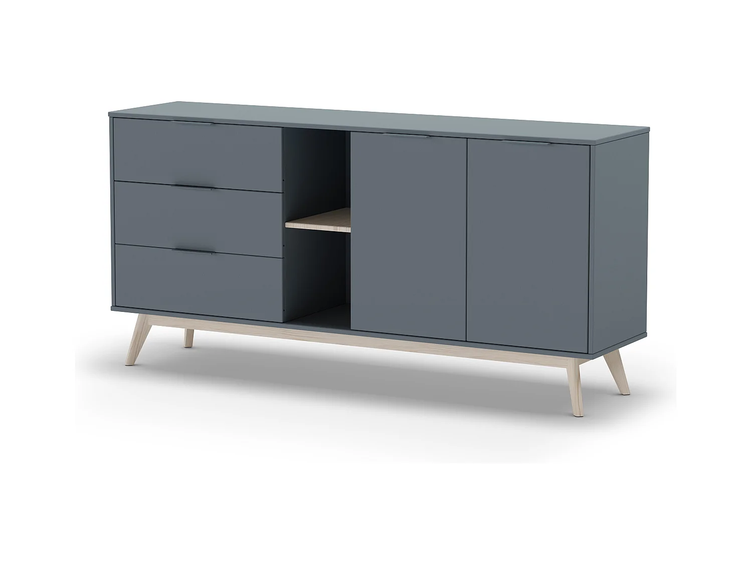 Buffet 2 Portes 2 Niches 3 Tiroirs L165 cm - Pisco