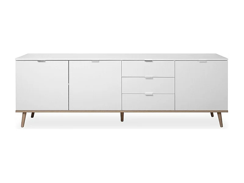 Buffet Bas 3 Portes 2 Étagères 3 Tiroirs L200 cm - COPENHAGUE